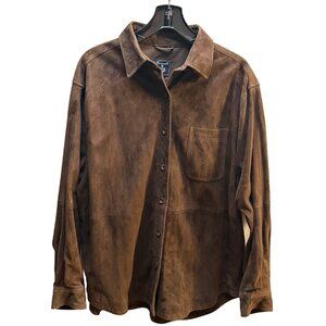Faconnable Suede Shirt. Color Brown, Size XL